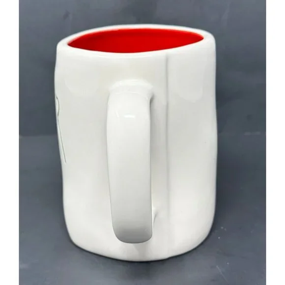 RAE DUNN CHEER White Coffee Mug Green LL Long Letter Red Interior Christmas - Picture 2 of 8